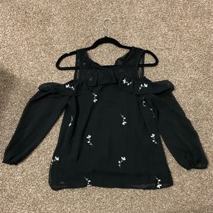 Black sheer blouse with lining